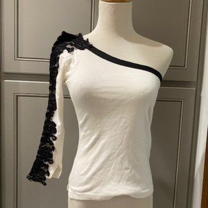 The Collective One Shoulder Shirt with Black Lace